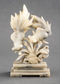 Chinese Carved Soapstone Sculpture of Koi Fish