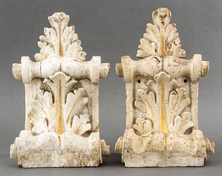 Neoclassical Carved Acanthus Leaf Corbels, Pr