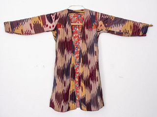 Antique Uzbek Ikat Silk Coat