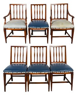 English Sheraton Manner Dining Chairs, 6