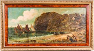 19th Century British School "Coastal Scene" Oil