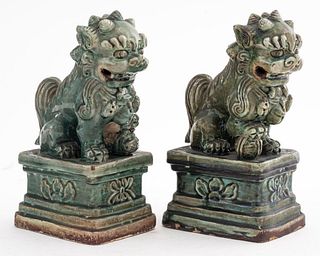 Chinese Glazed Ceramic Foo Dogs, Pr