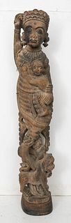 South East Asian Carved Wood Figural Sculpture