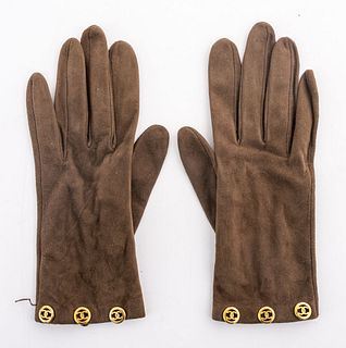 Chanel Vintage Brown Kid Leather Gloves