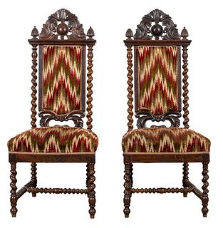 Continental Baroque Style Oak Side Chairs, 2