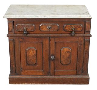 Baroque Style Oak Cupboard With Marble Top
