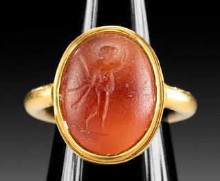 Gold Ring w/ Roman Carnelian Intaglio (Youth)