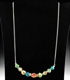 Silver Necklace w/ Roman Carnelian & Glass Beads