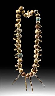 19th C. African Yoruba Brass Trade Beads / Rings Strand