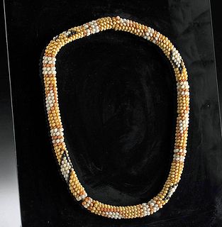 Rare 19th C. Tahitian Polychrome Shell Hei Necklace