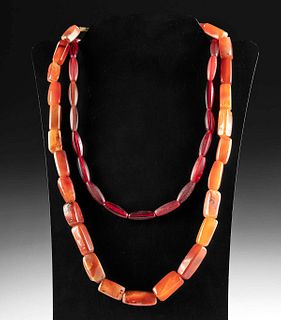 18th C. German Necklaces Carnelian & Glass Trade Bead