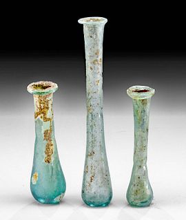 3 Roman Glass Unguentaria w/ Lovely Iridescence