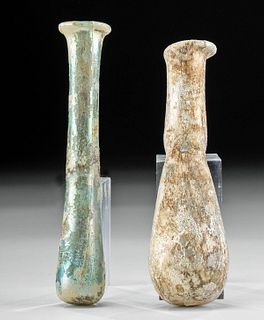 Pair of Roman Glass Unguentaria w/ Stunning Iridescence