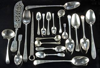 18th C. English Silver Cutlery Assortment (18)