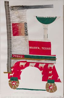 Mick Burson, When I Feel Fire I Chase Trains, 2021, mixed media collage, 22.25 x 14 inches