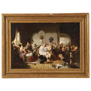 Sir William Allan (British 1782-1850) "Circassian Captives" Oil Board Painting
