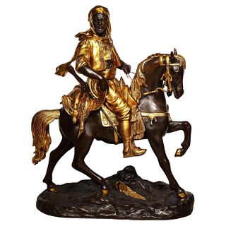 Monumental Orientalist Bronze Sculpture "Cavalier Arabe" After Emile Guillemin