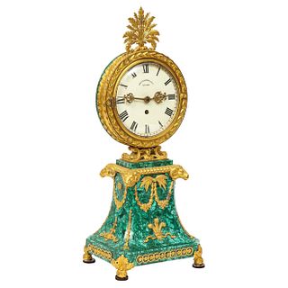 Edward F. Caldwell, An Extremely Fine and Rare Ormolu-Mounted Malachite Clock