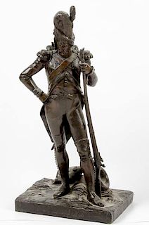 Napoleonic Old Guard Grenadier Bronze Figure Artist Signed Gedber 1839  