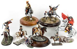 Hand-Painted Equestrian Figurines of Napoleonic Era Soldiers, Lot of 8 