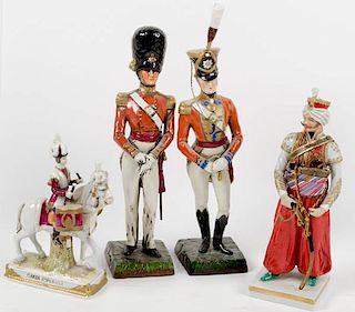 Four European Napoleonic Era Military Porcelain Figurines 