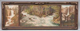 Antique Yosemite Triptych Tinted Photos c1910s