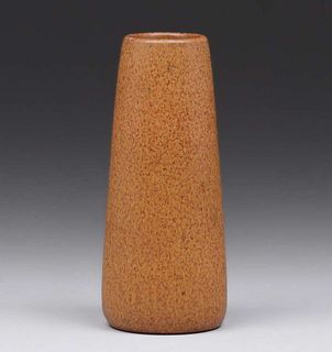 Marblehead Pottery Small Brown Tapered Cylinder Vase c1910