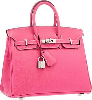 Hermes Limited Edition Candy Collection 25cm Rose Tyrien & Rubis Epsom Leather Birkin Bag with Palladium Hardware  Very Good to Excellent Condition 9.