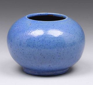 W.J. Walley Pottery Semi-Matte Blue Vase c1910