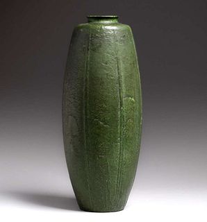 Large Grueby Pottery Ovoid-Shaped Matte Green Vase c1905