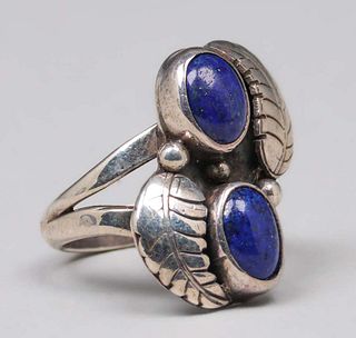 Arts & Crafts Sterling Silver & Lapis Ring c1910s