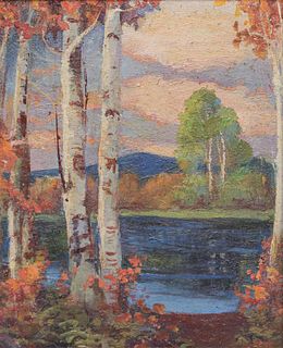 Lucy Deere Herr Small Painting Autumn Lake c1910s