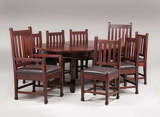 Roycroft Mahogany Dining Table & 8 Chairs c1905