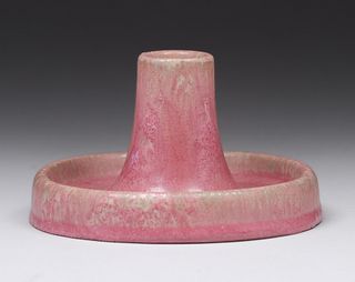 Fulper Pottery Matte Pink Candlestick c1910s