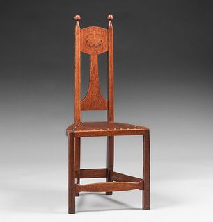 Early Stickley Brothers Inlaid Side Chair c1901