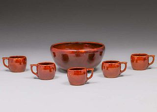 Roycroft Punch Bowl & Mug Set 1920s