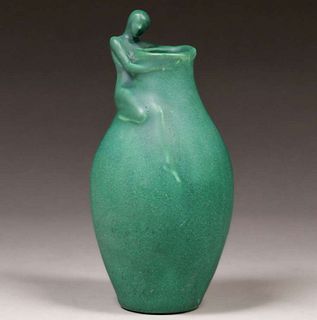 Rookwood Pottery Matte Green Figural Vase 1901