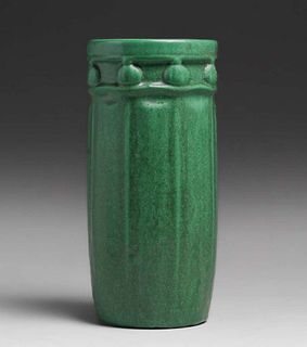 Weller Pottery Matte Green Poppy Vase c1910
