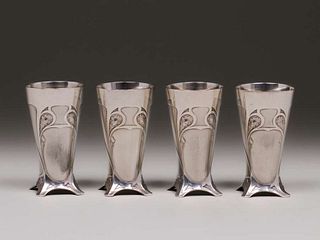 Set of 4 WMF Art Nouveau Silver-Plated Tumblers c1905