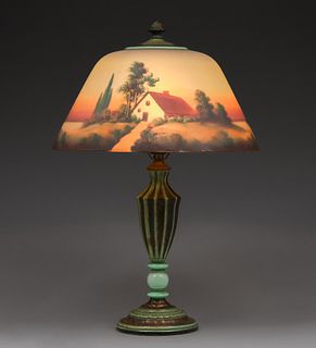Jefferson Reverse-Painted Scenic Lamp c1920s