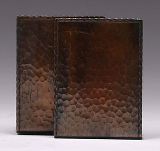 Arts & Crafts Hammered Copper Bookends c1920