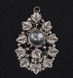 Mary Gage Sterling Silver Rock Crystal Cabochon Pendant
