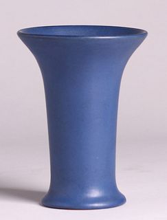 CA Faience Matte Blue Trumpet Flared Vase c1915-1920.