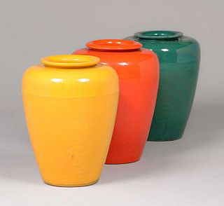 Group of 3 Garden City Pottery Oil Jars c1930s