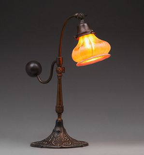 Antique Counter-Balance Lamp Quezal Shade c1910s