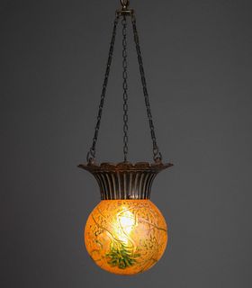 Antique Art Glass Hanging Globe c1910s