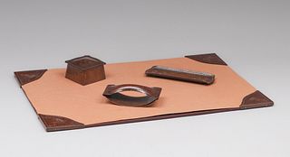 Roycroft 4 Piece Hammered Copper Desk Set c1920s