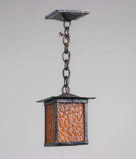Arts & Crafts Hand-Forged Iron Hanging Lantern c1910s