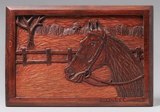 Stafford Joseph "Dutch" Connor Folk Art Carved Panel 1940
