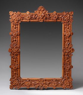 Aesthetic Movement Hand-Carved  Framed Mirror c1890s